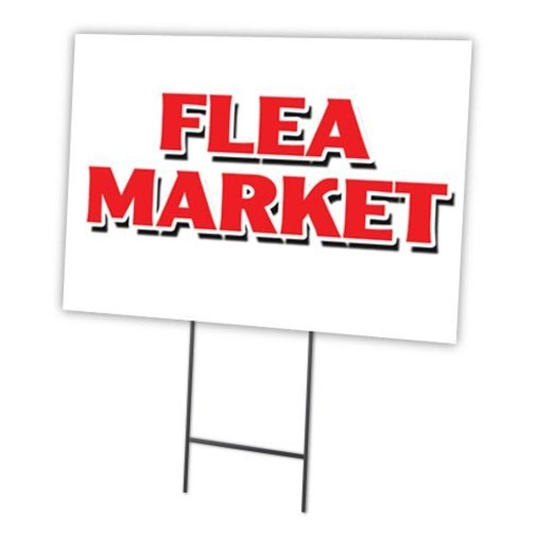 Signmission Flea Market Yard Sign & Stake outdoor plastic coroplast window, C-1216 Flea Market C-1216 Flea Market